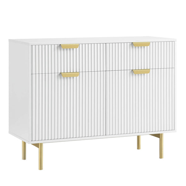 Richmond Ridged 2-Door Cabinet with Drawers, Matte White