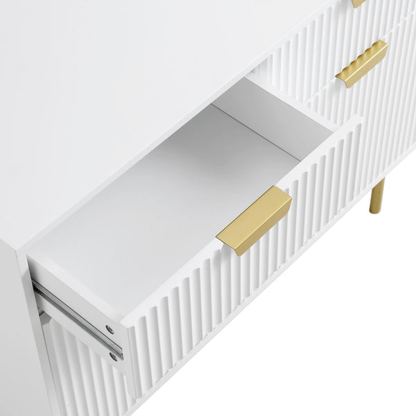 Richmond Ridged 2-Door Cabinet with Drawers, Matte White