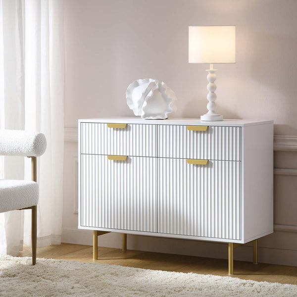 Richmond Ridged 2-Door Cabinet with Drawers, Matte White