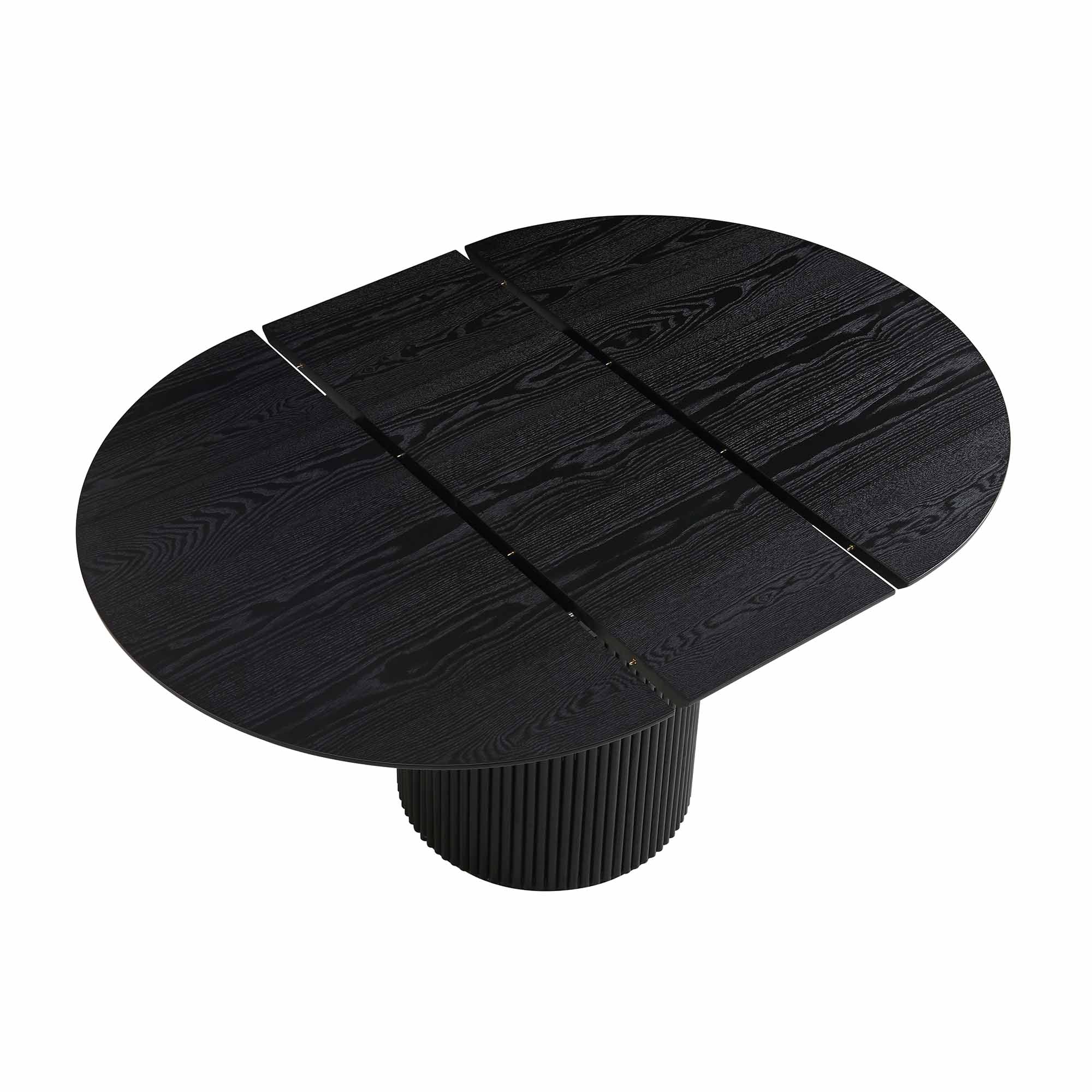 Maru Round 4-6 Seater Extending Oak Pedestal Dining Table, Black