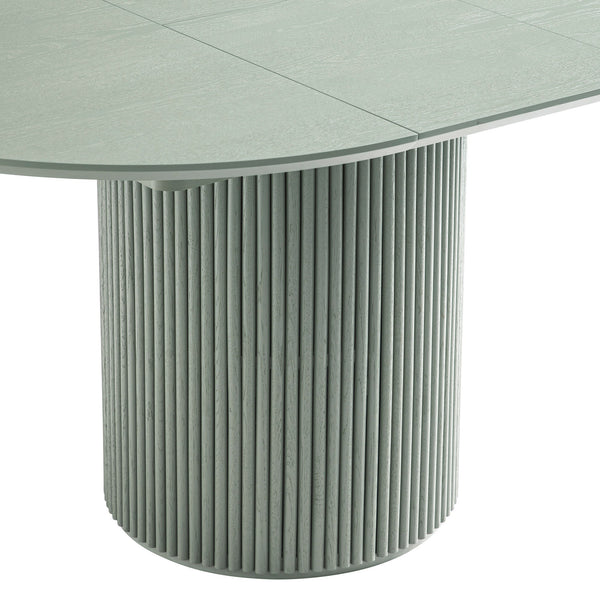 Maru Round 4-6 Seater Extending Oak Pedestal Dining Table, Sage Green