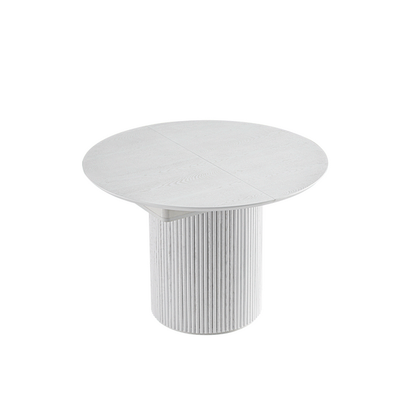 Maru Round 4-6 Seater Extending Oak Pedestal Dining Table, Washed White