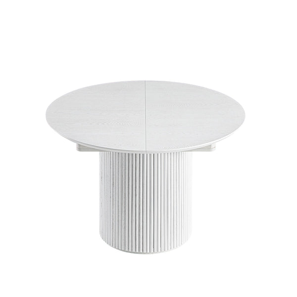Maru Round 4-6 Seater Extending Oak Pedestal Dining Table, Washed White