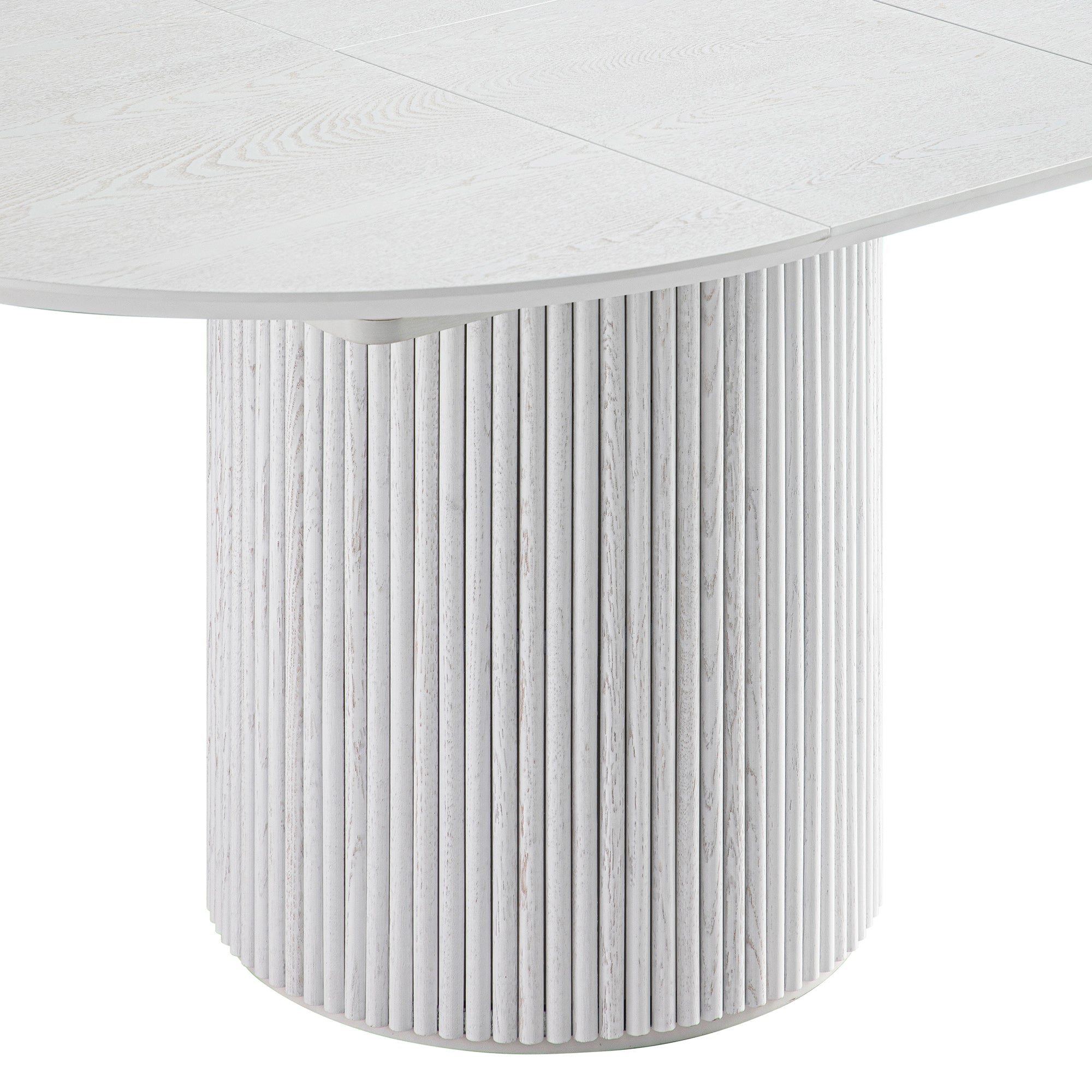 Maru Round 4-6 Seater Extending Oak Pedestal Dining Table, Washed White