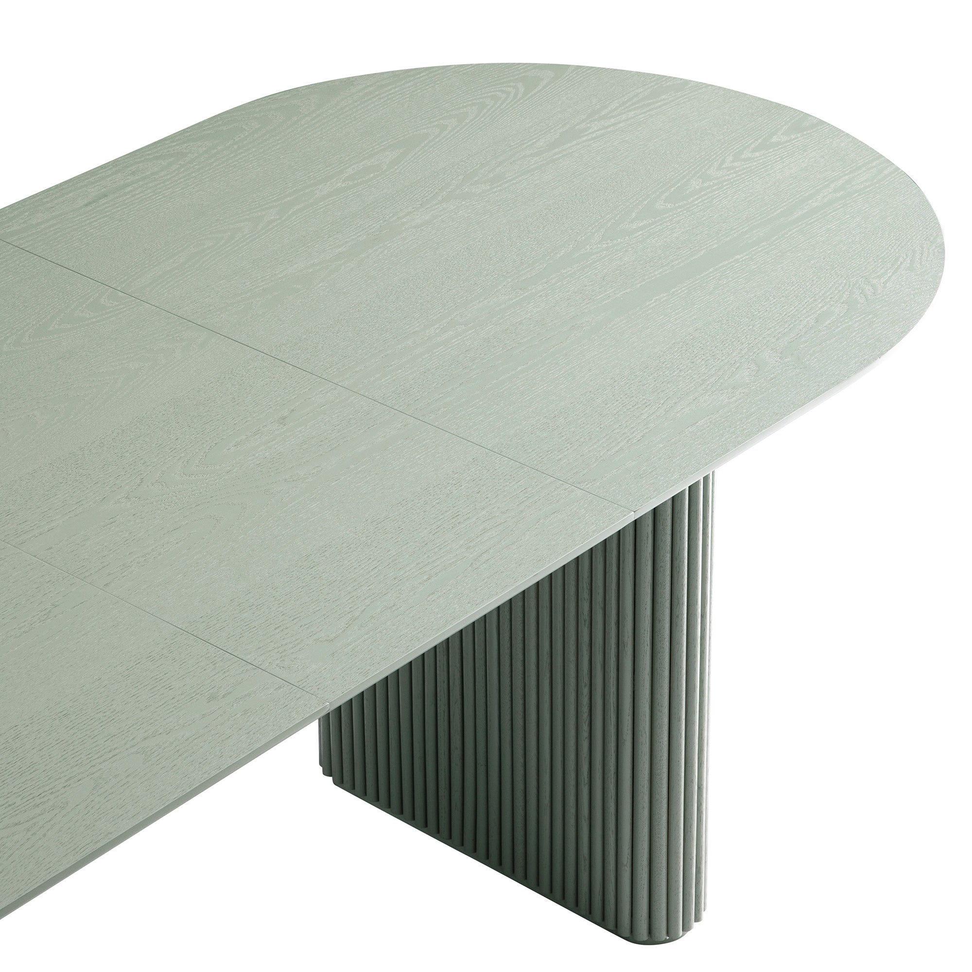 Maru Oval 6-8 Seater Extending Oak Pedestal Dining Table, Sage Green