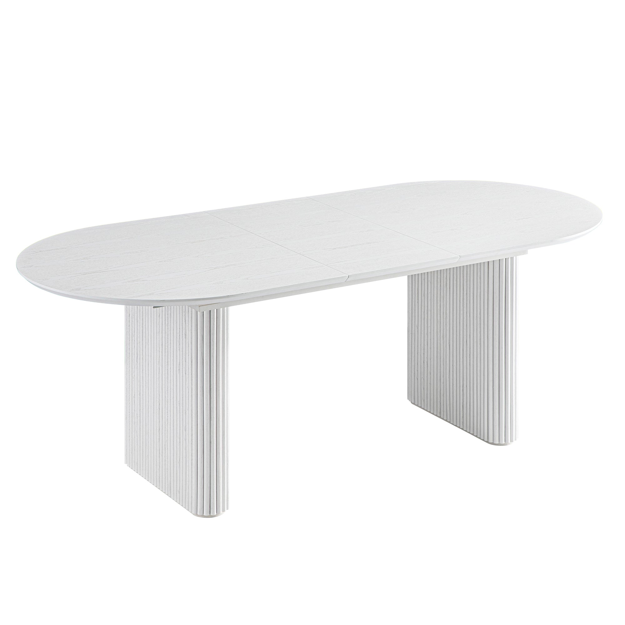 Maru Oval 6-8 Seater Extending Oak Pedestal Dining Table, Washed White