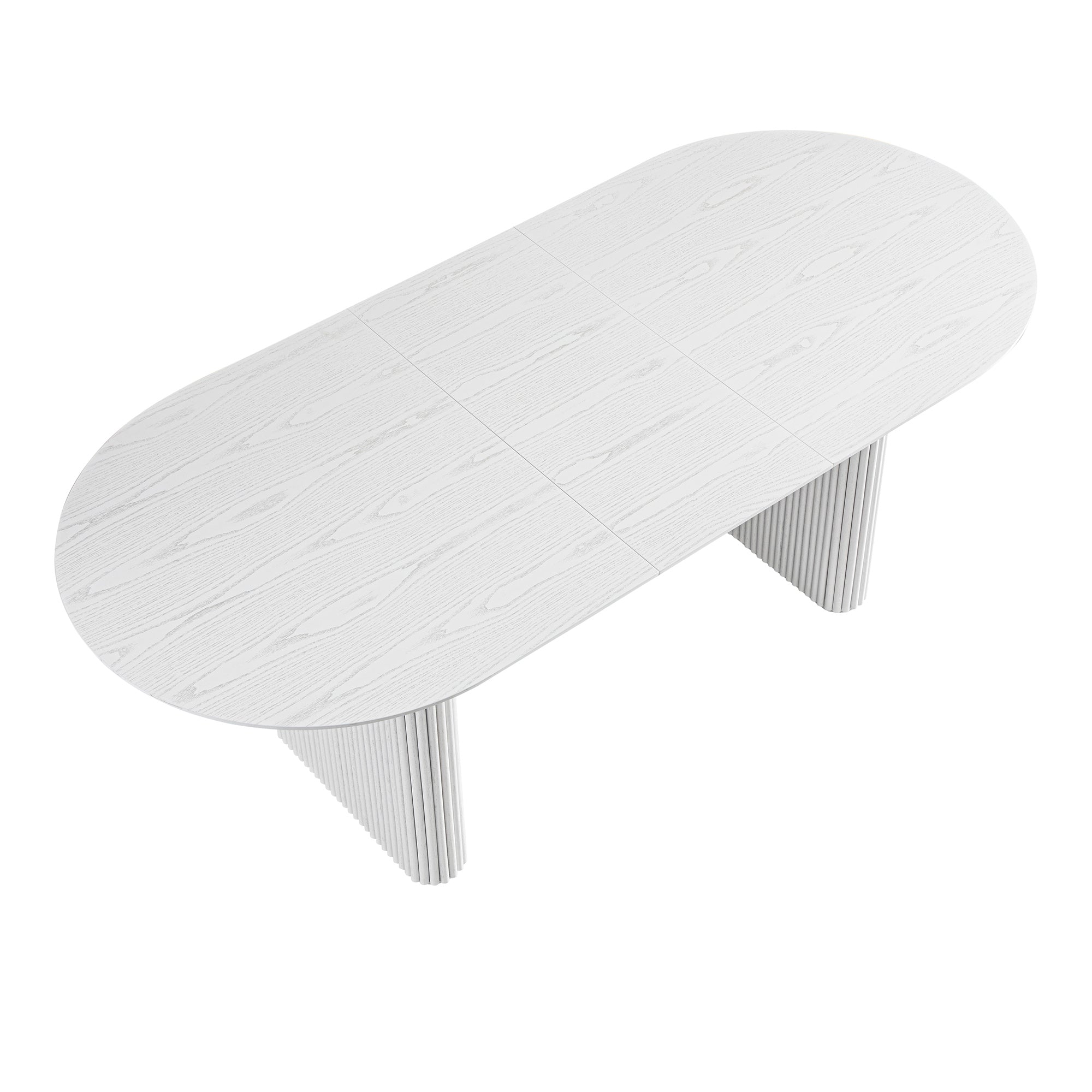 Maru Oval 6-8 Seater Extending Oak Pedestal Dining Table, Washed White