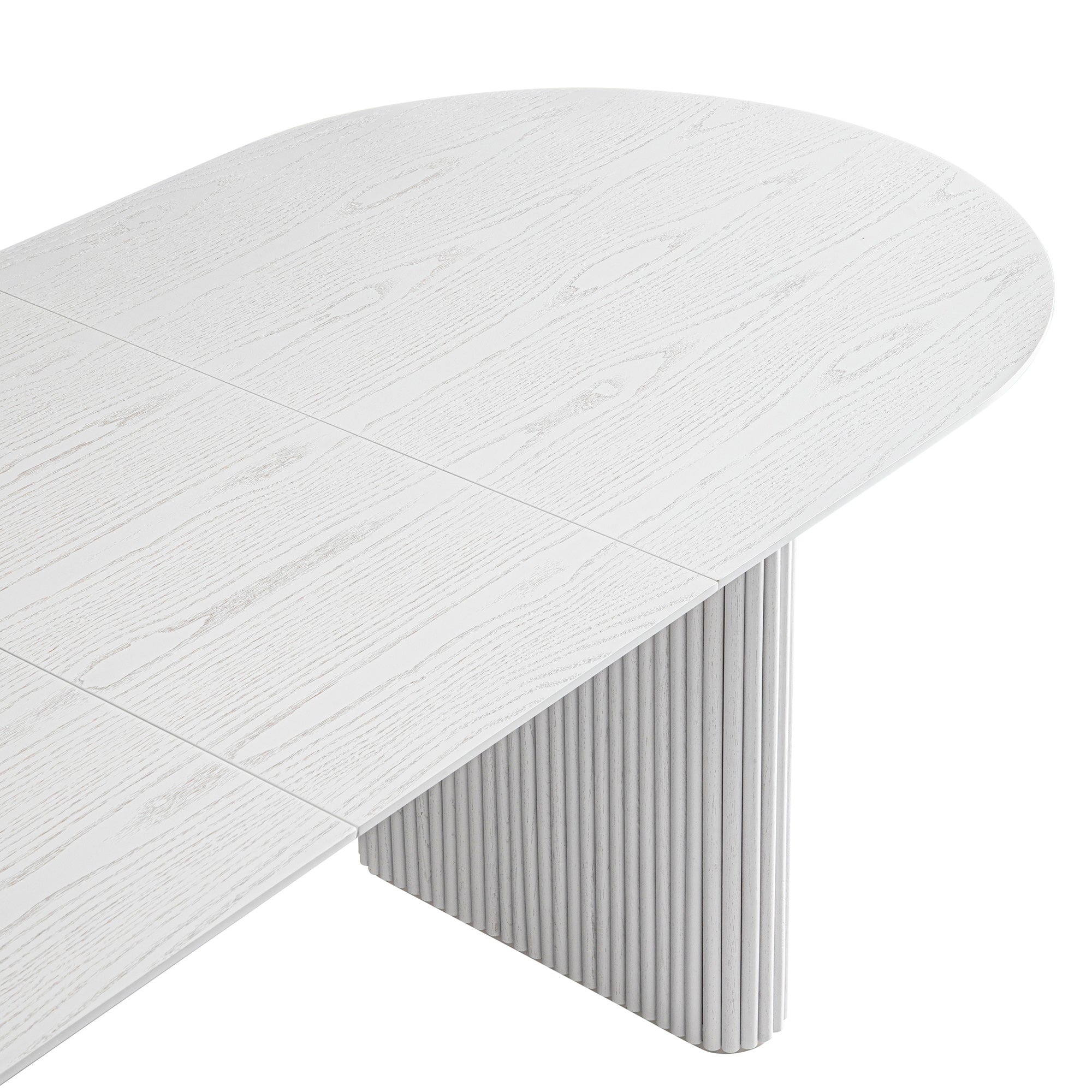 Maru Oval 6-8 Seater Extending Oak Pedestal Dining Table, Washed White