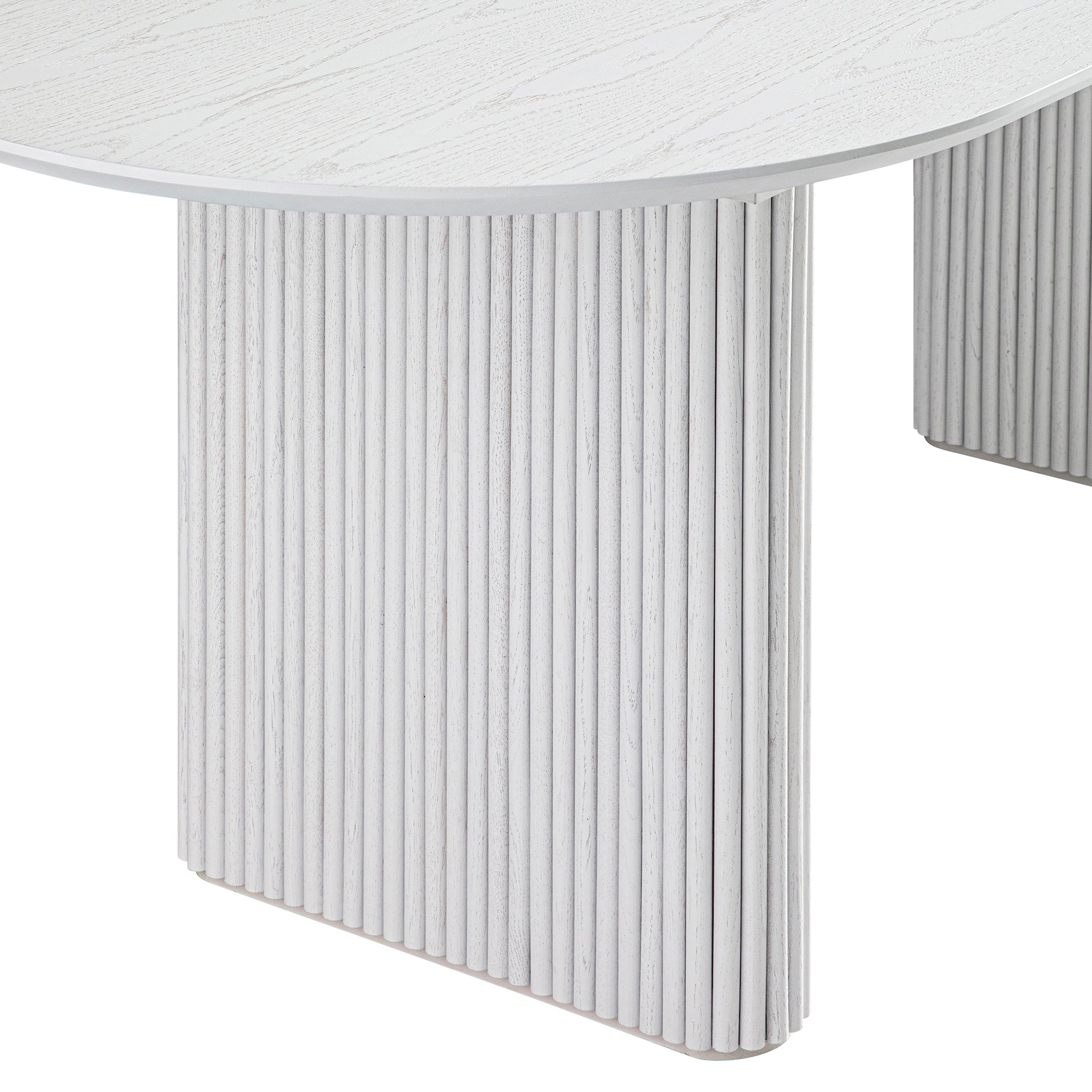 Maru Oval 6-8 Seater Extending Oak Pedestal Dining Table, Washed White