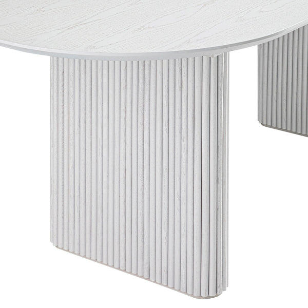 Maru Oval 6-8 Seater Extending Oak Pedestal Dining Table, Washed White