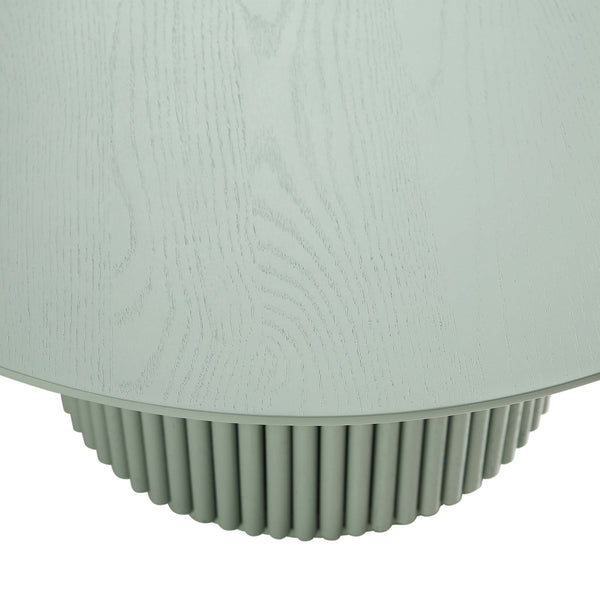 Maru Round Oak Pedestal Coffee Table, Sage Green