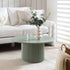 Maru Round Oak Pedestal Coffee Table, Sage Green
