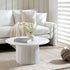Maru Round Oak Pedestal Coffee Table, Washed White