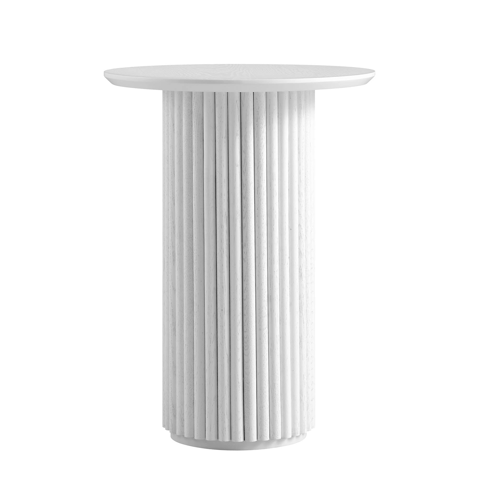 Maru Oak Round Side Table, Washed White