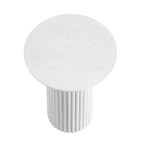 Maru Oak Round Side Table, Washed White