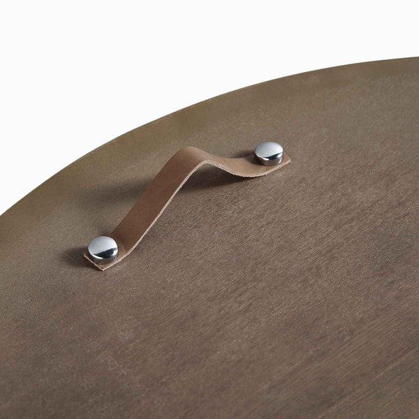 Maru Oak Round Coffee Table with Storage, Silver Oak