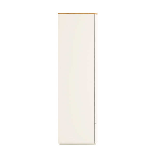 Agnes Curved Edge 4-Door Wardrobe, Off White with Oak Top
