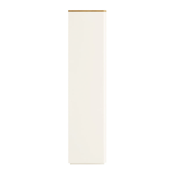 Agnes Curved Edge Bookcase, Off White with Oak Top