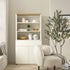 Agnes Curved Edge Dresser, Off White with Oak Top