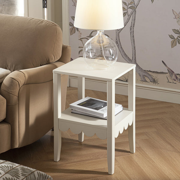 Henley Scalloped Edge Side Table, Light Sand