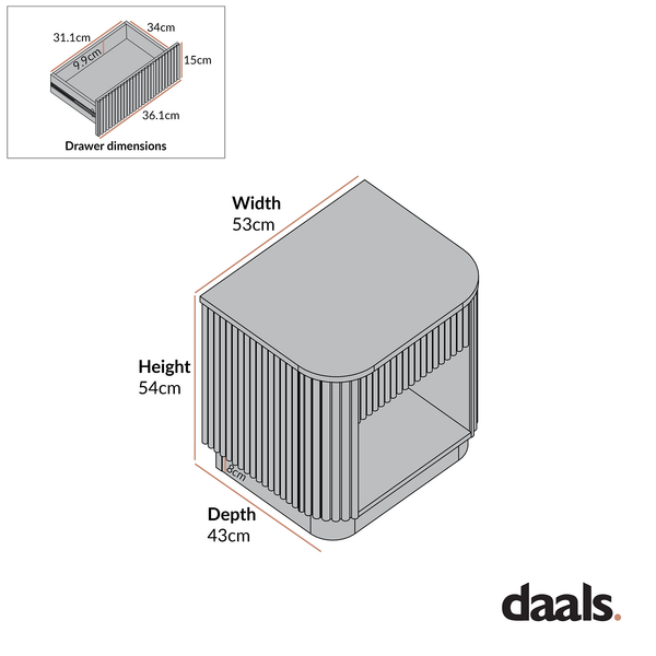 Maru 1-Drawer Bedside Table, Oak