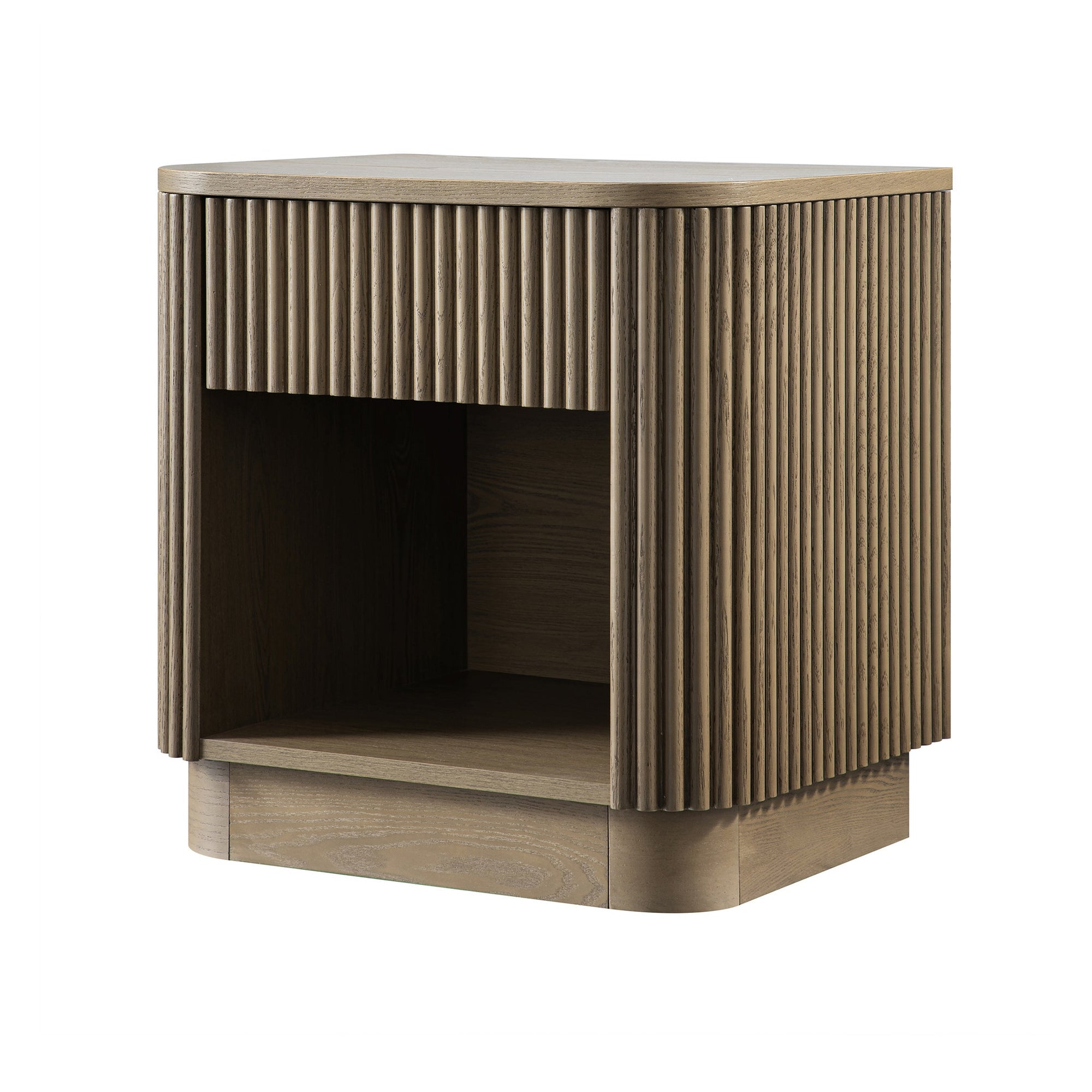 Maru 1-Drawer Bedside Table, Silver Oak
