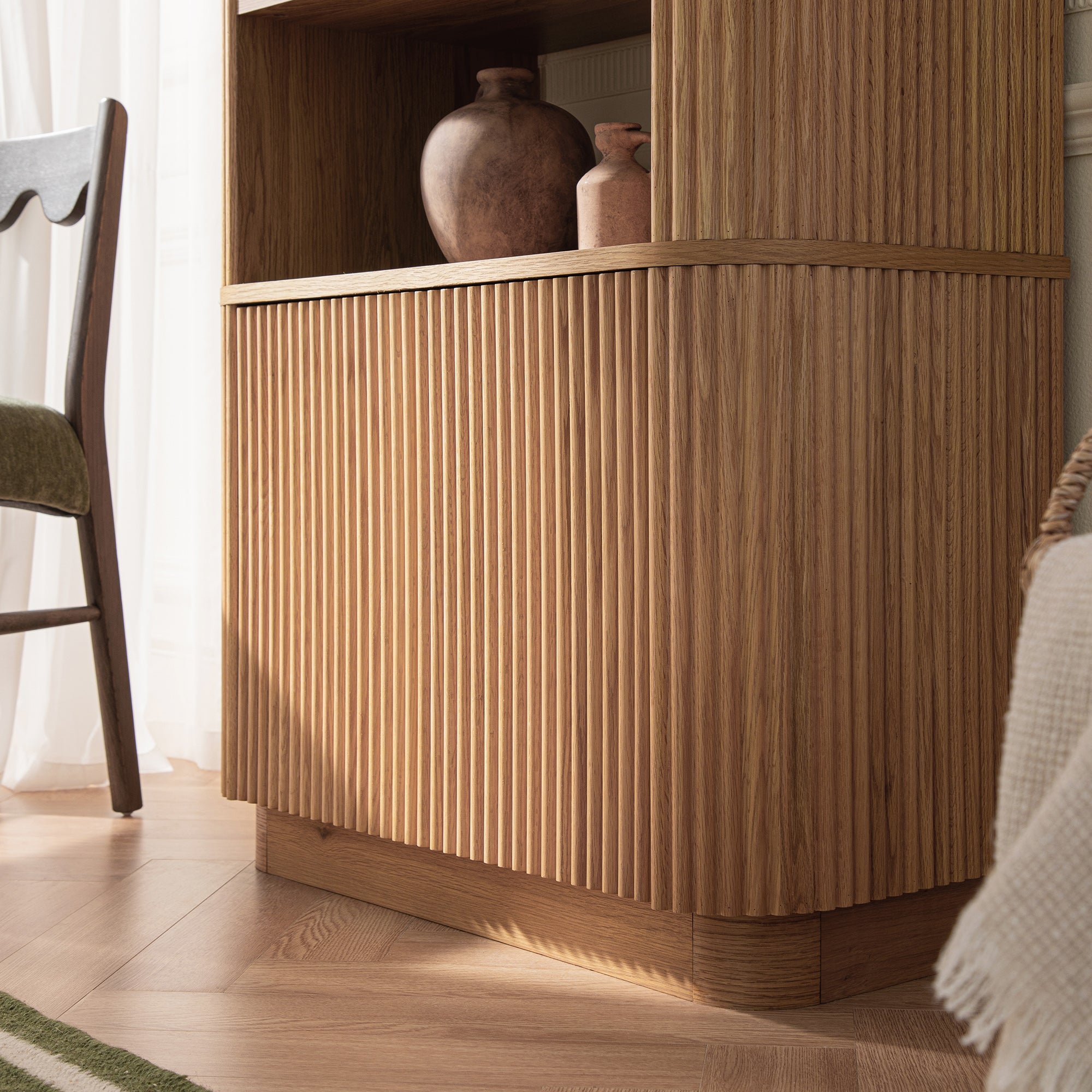 Maru Bookcase with Cabinet, Oak