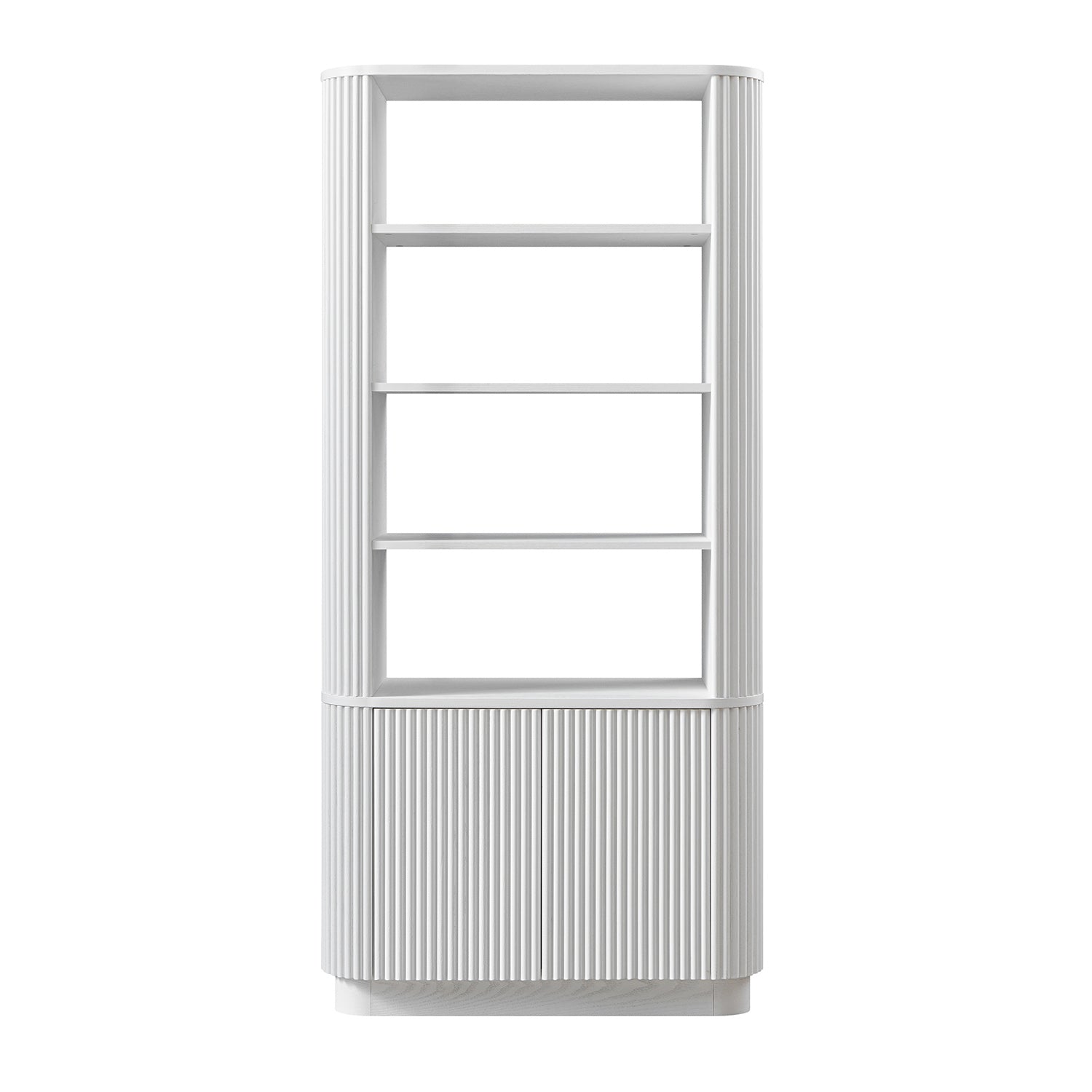Maru Bookcase with Cabinet, Washed White