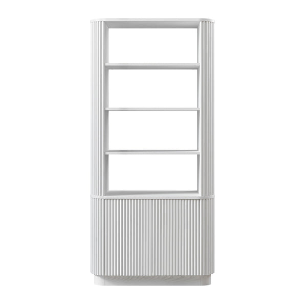 Maru Bookcase with Cabinet, Washed White