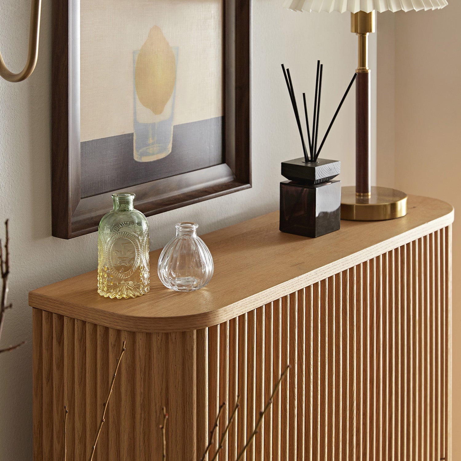 Maru 3-Door Shoe Storage Cabinet, Oak