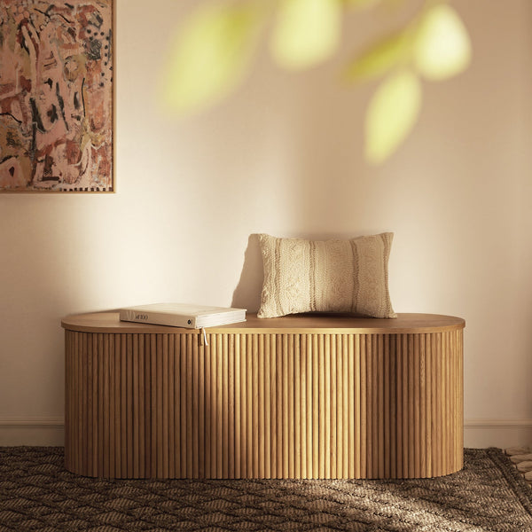 Maru Storage Ottoman Bench, Oak
