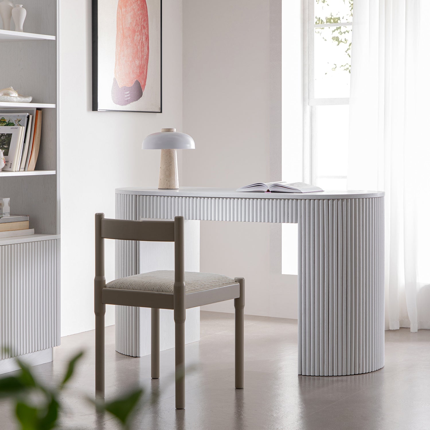 Maru 1-Drawer Writing Desk, Washed White
