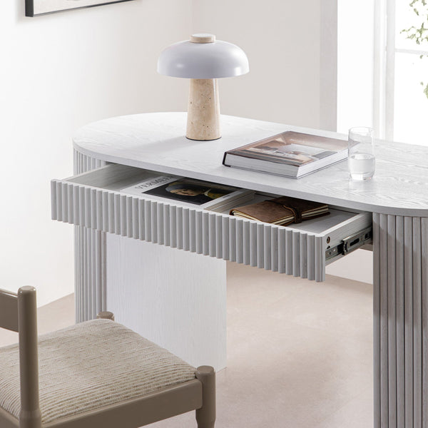 Maru 1-Drawer Writing Desk, Washed White