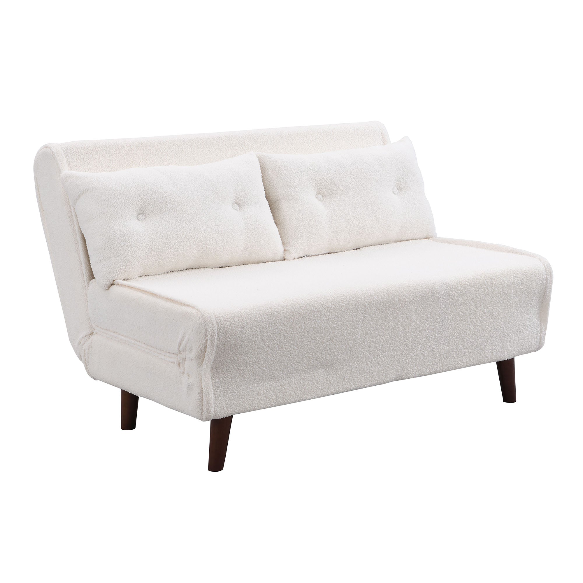 Algo Sofabed with Cushions in Beige Teddy Fabric 2 Seater