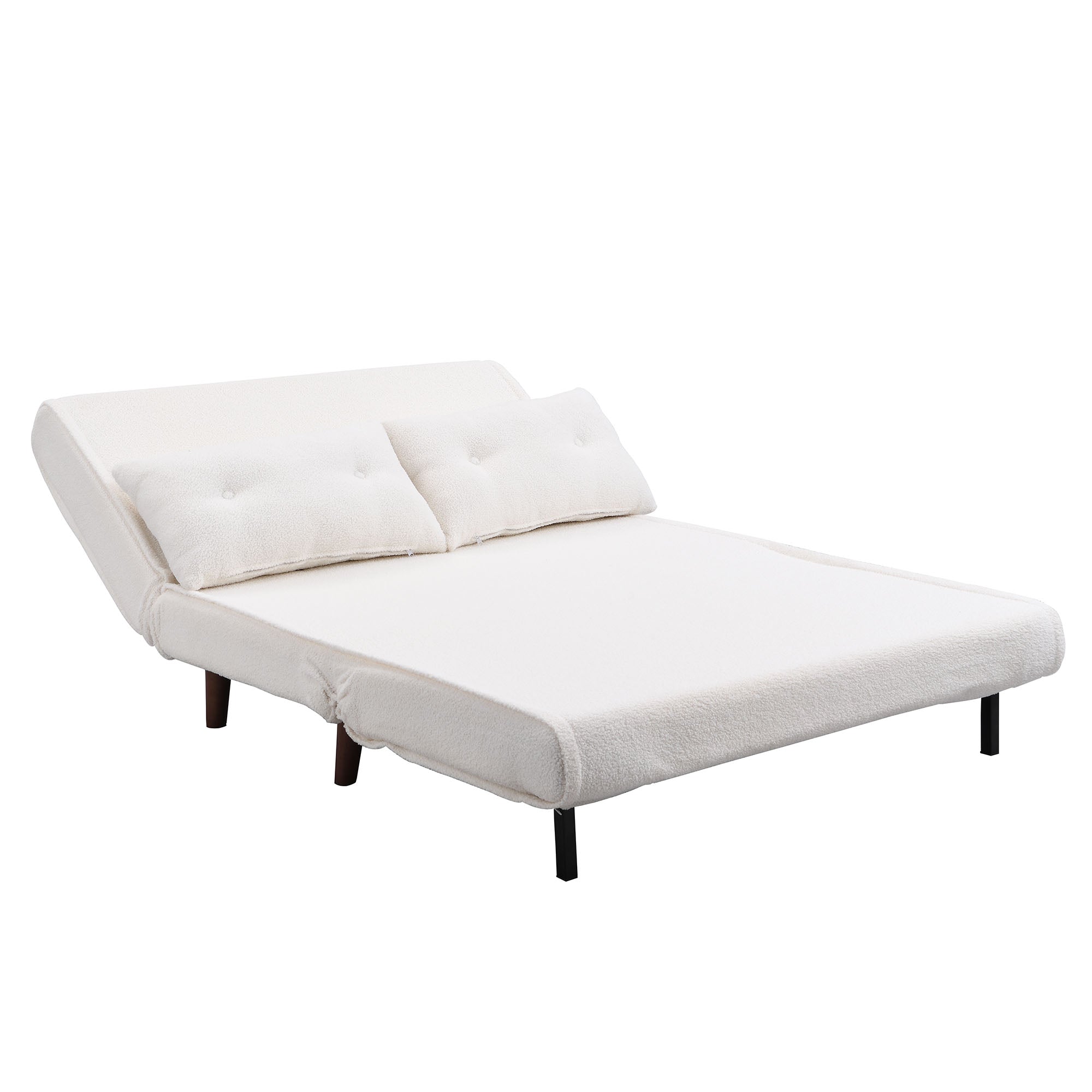Algo Sofabed with Cushions in Beige Teddy Fabric 2 Seater