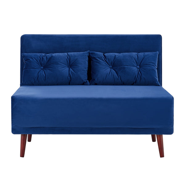 Algo 2-Seater Small Double Folding Sofabed in Blue Velvet