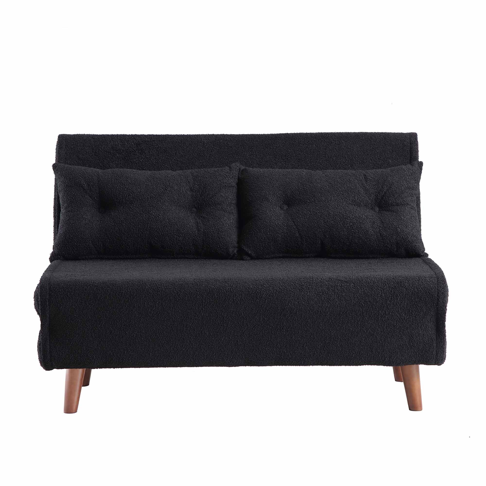 Algo Sofabed with Cushions in Charcoal Teddy Fabric 2 Seater