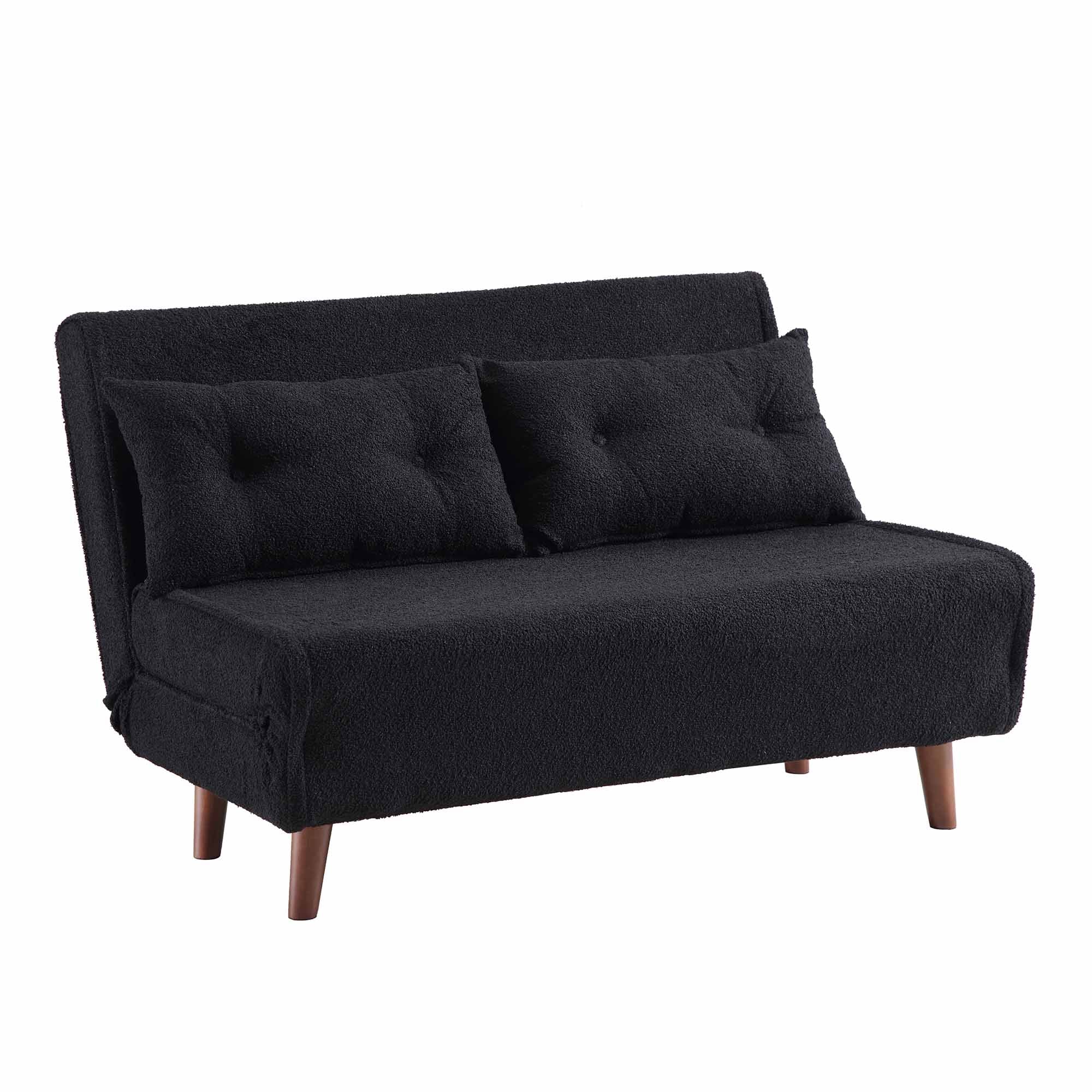 Algo Sofabed with Cushions in Charcoal Teddy Fabric 2 Seater