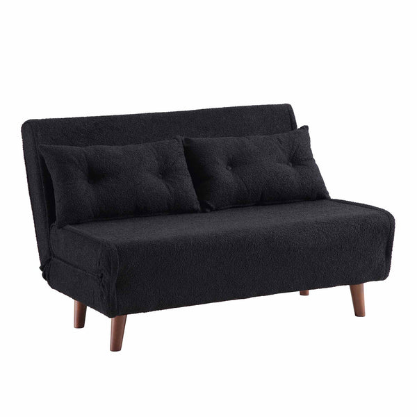 Algo Sofabed with Cushions in Charcoal Teddy Fabric 2 Seater