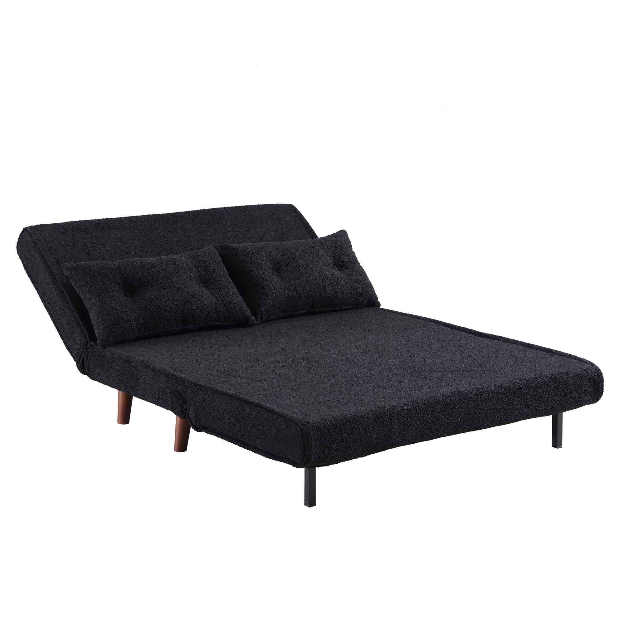 Algo Sofabed with Cushions in Charcoal Teddy Fabric 2 Seater