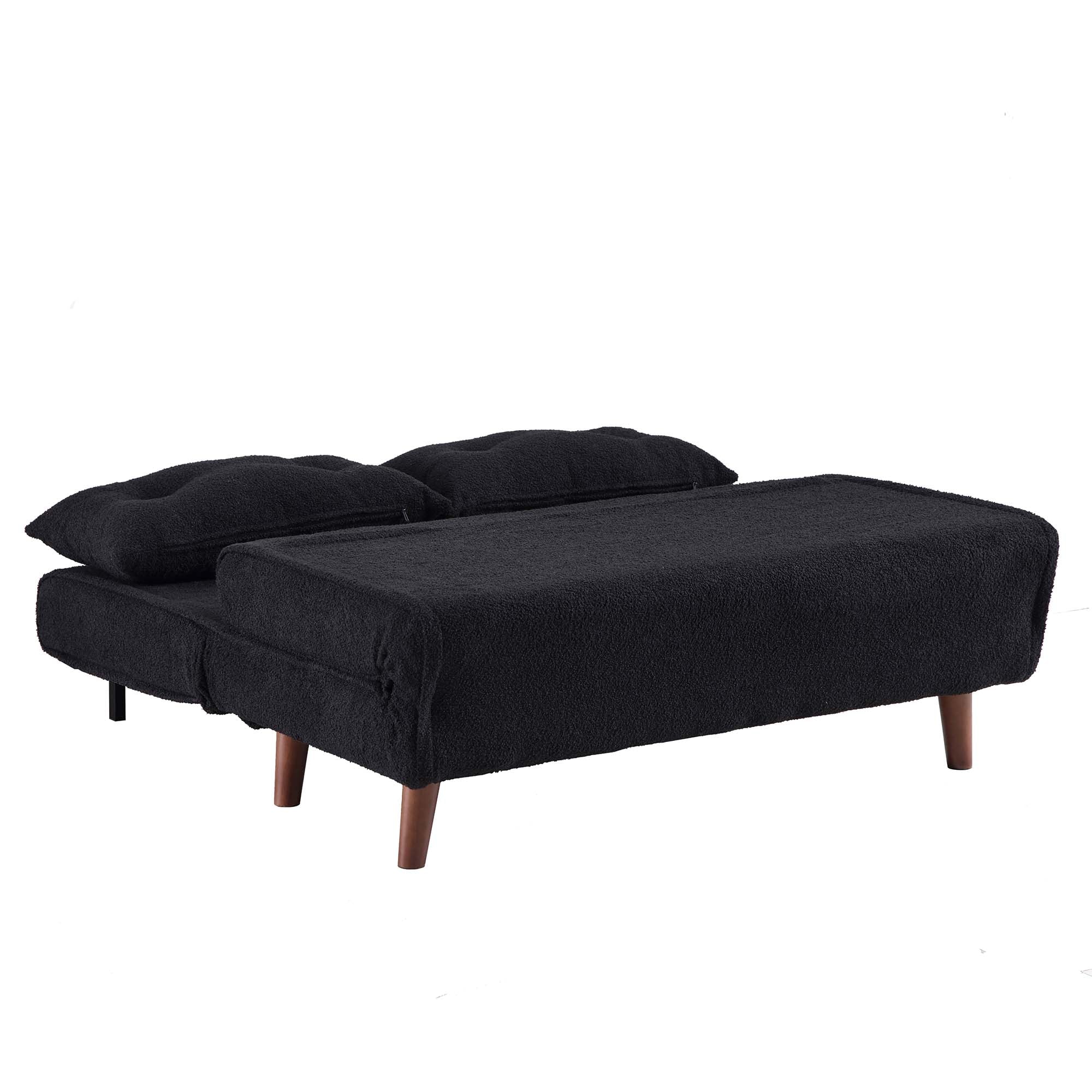 Algo Sofabed with Cushions in Charcoal Teddy Fabric 2 Seater