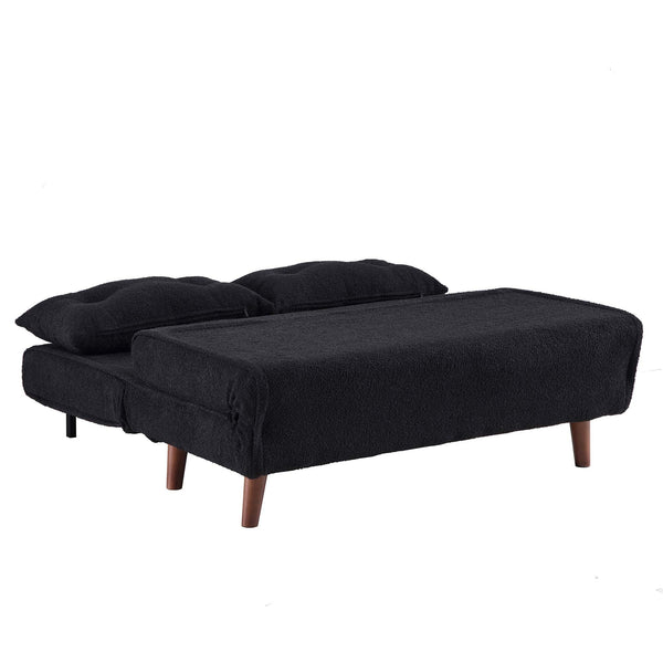 Algo Sofabed with Cushions in Charcoal Teddy Fabric 2 Seater