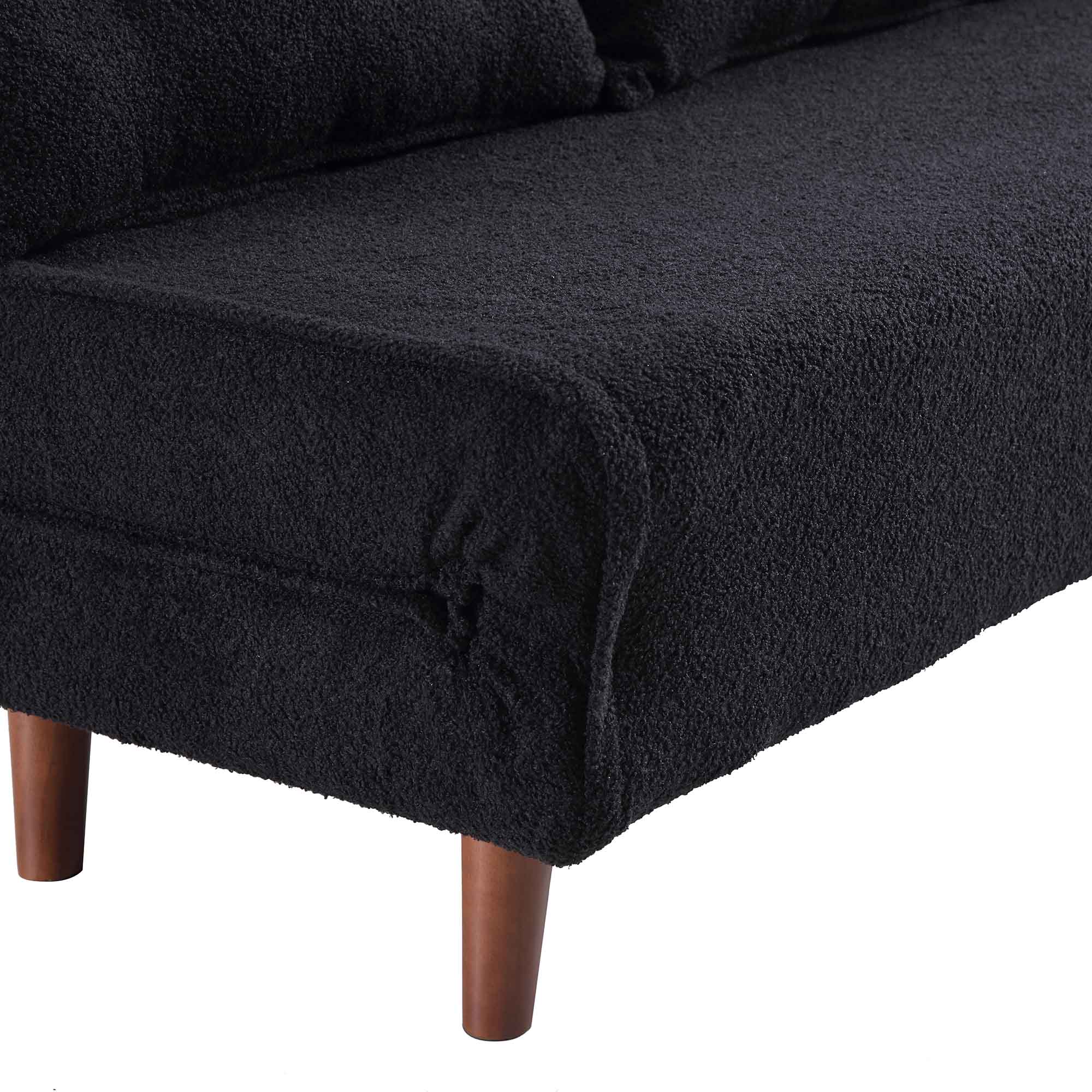 Algo Sofabed with Cushions in Charcoal Teddy Fabric 2 Seater