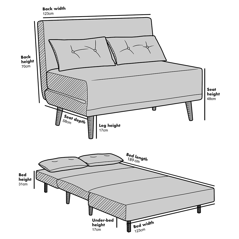 ALGO 2-Seater Small Double Folding Sofa Bed with Cushion Pine Green Velvet
