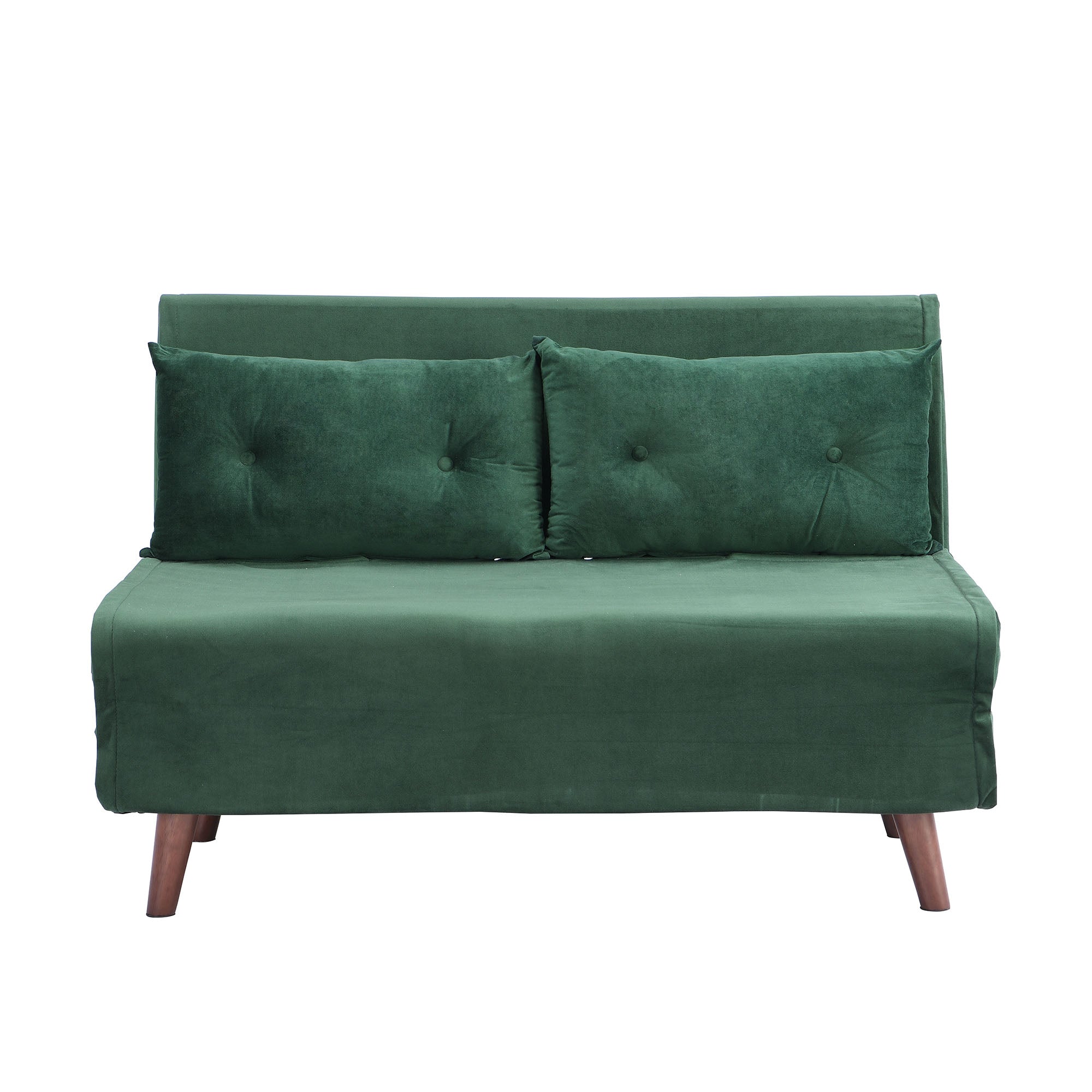 ALGO 2-Seater Small Double Folding Sofa Bed with Cushion Pine Green Velvet