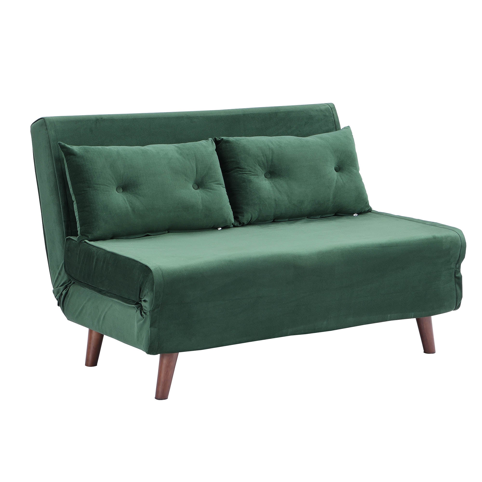 ALGO 2-Seater Small Double Folding Sofa Bed with Cushion Pine Green Velvet