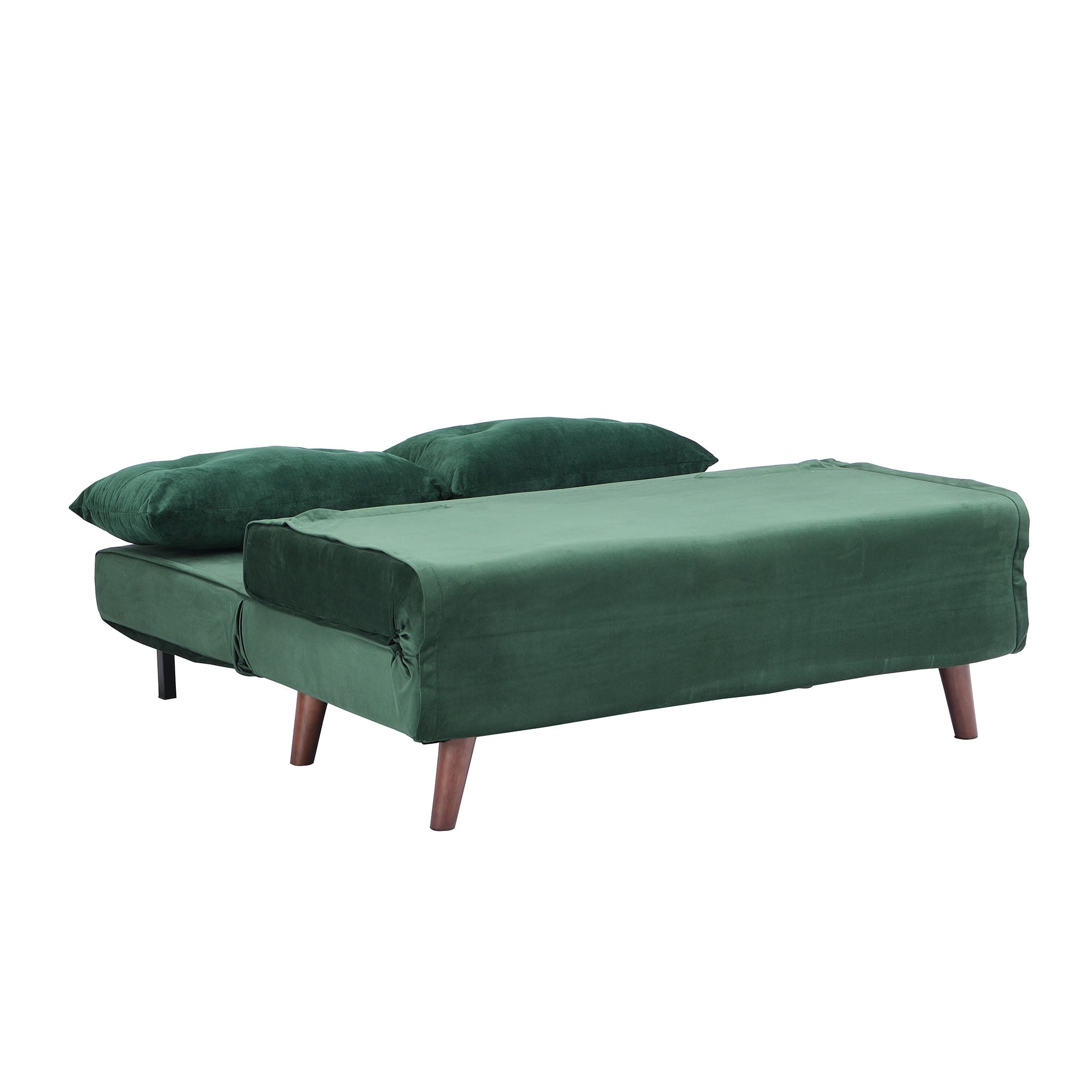 ALGO 2-Seater Small Double Folding Sofa Bed with Cushion Pine Green Velvet