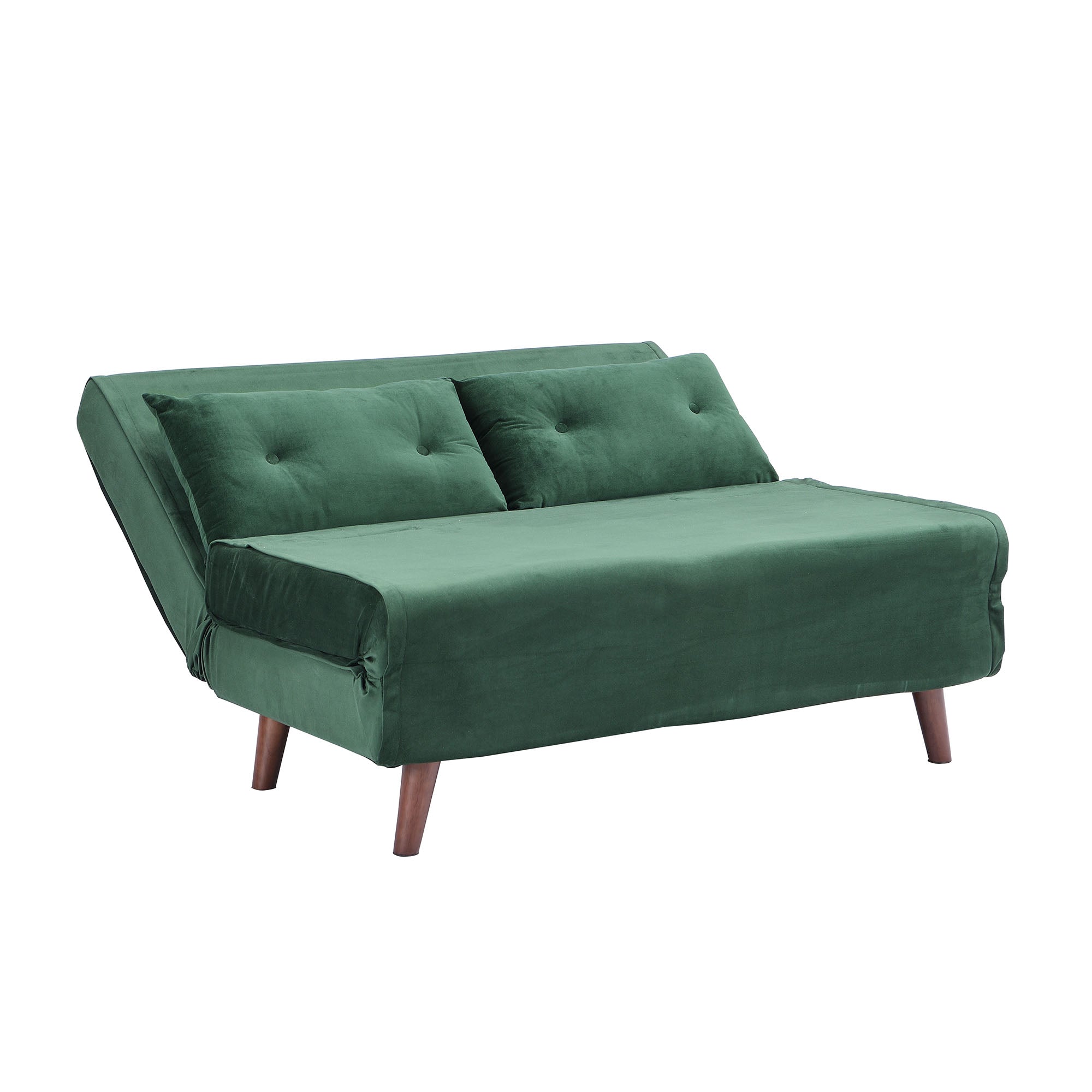 ALGO 2-Seater Small Double Folding Sofa Bed with Cushion Pine Green Velvet