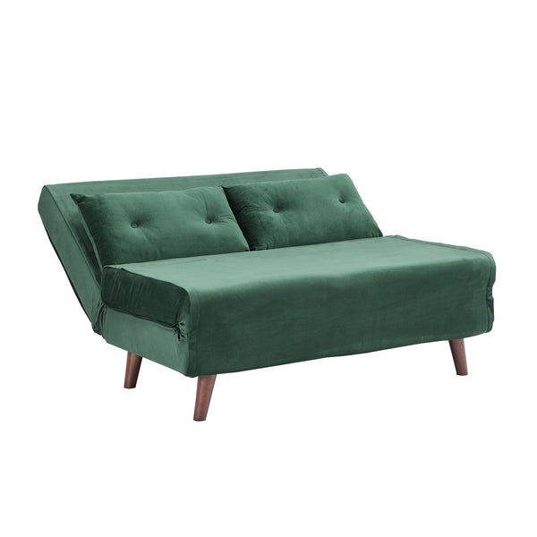 ALGO 2-Seater Small Double Folding Sofa Bed with Cushion Pine Green Velvet