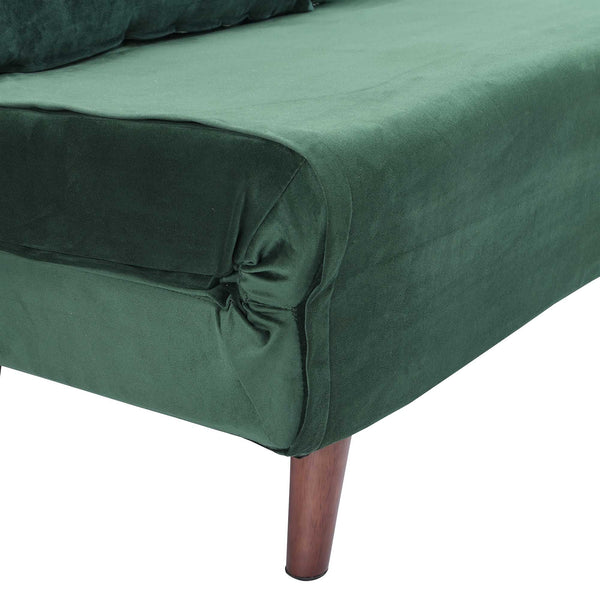 ALGO 2-Seater Small Double Folding Sofa Bed with Cushion Pine Green Velvet